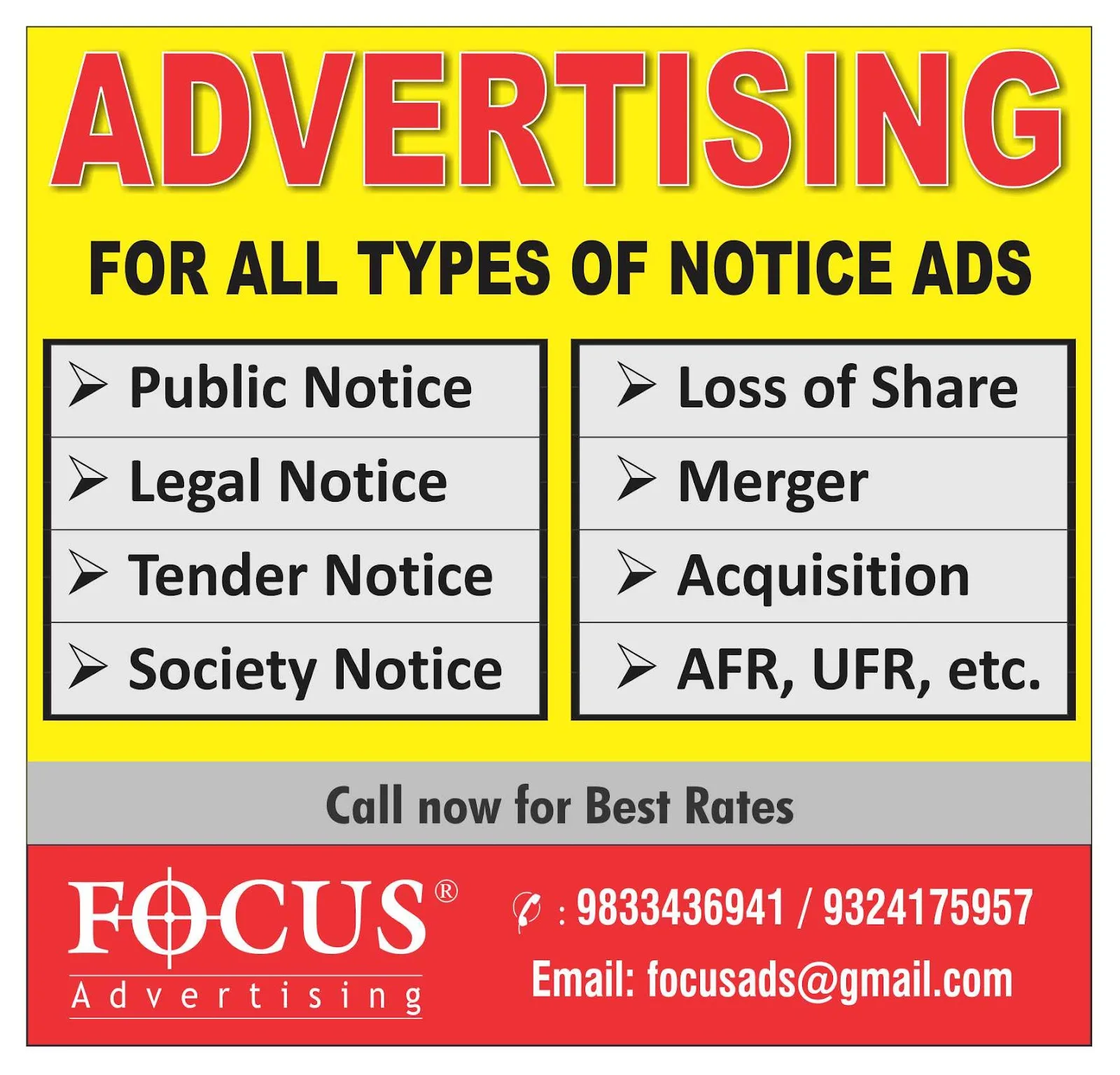 Focus Advertising - Best Advertising Agency | Newspaper Advertising | Classified advertising