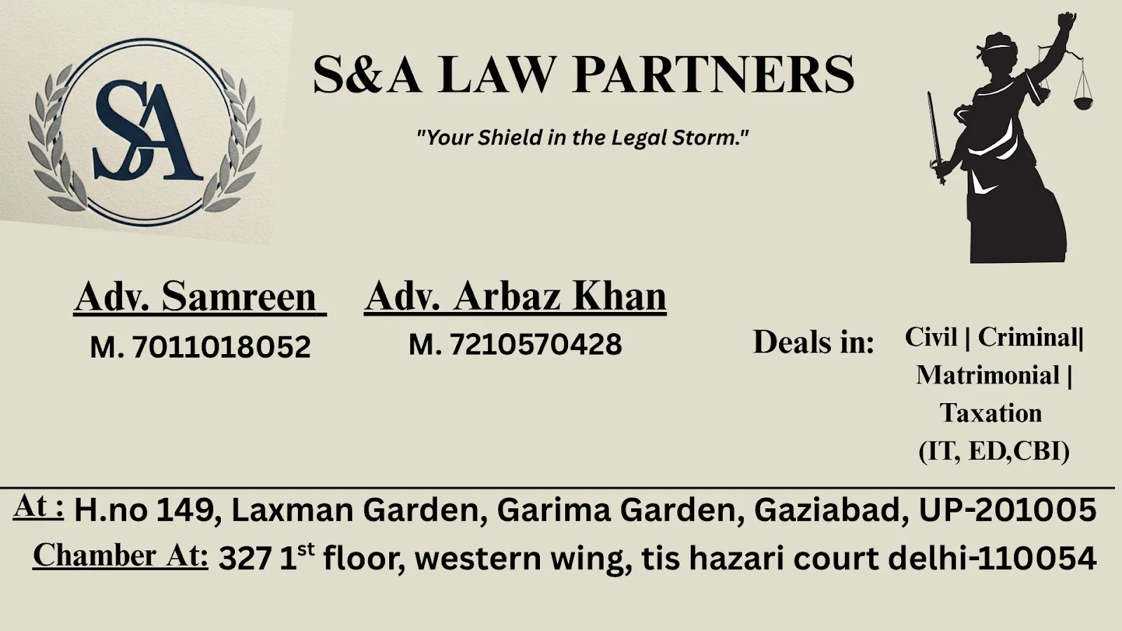 S & A Law Partners | Criminal | Bail | Cheque Bounce | Divorce | Domestic Violence | Cyber Crime