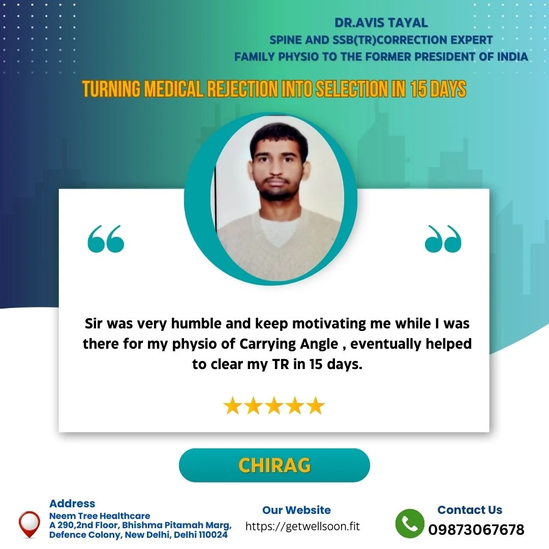 Dr. Avis Tayal (Family physio to Former PRESIDENT OF INDIA)- Best Physiotherapist in Delhi | SSB TR Correction centre.
