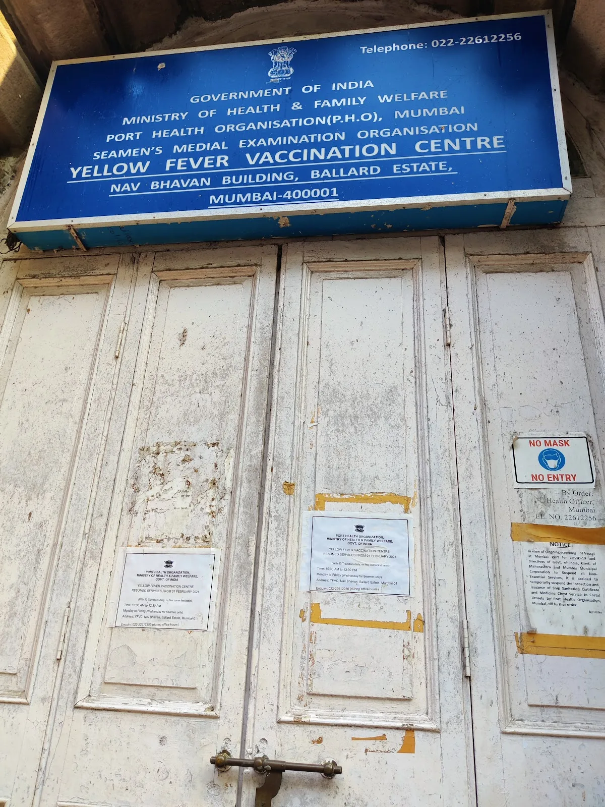 Yellow Fever Vaccination Centre, Port Health Organization, MOHFW, Govt of India, Mumbai