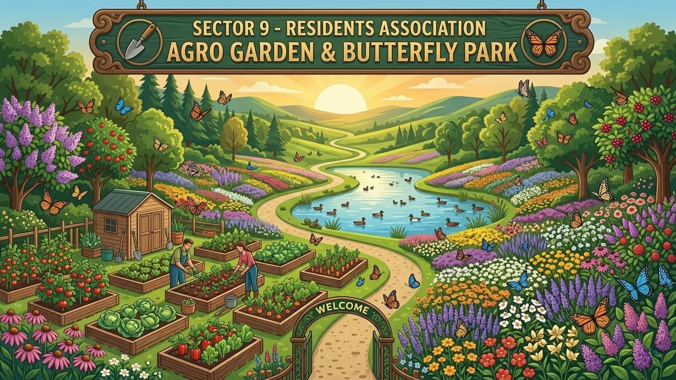 🦋 Sector 9 Residents Association - Agro Vegetable Farm, Plant Nursery & Butterfly Garden