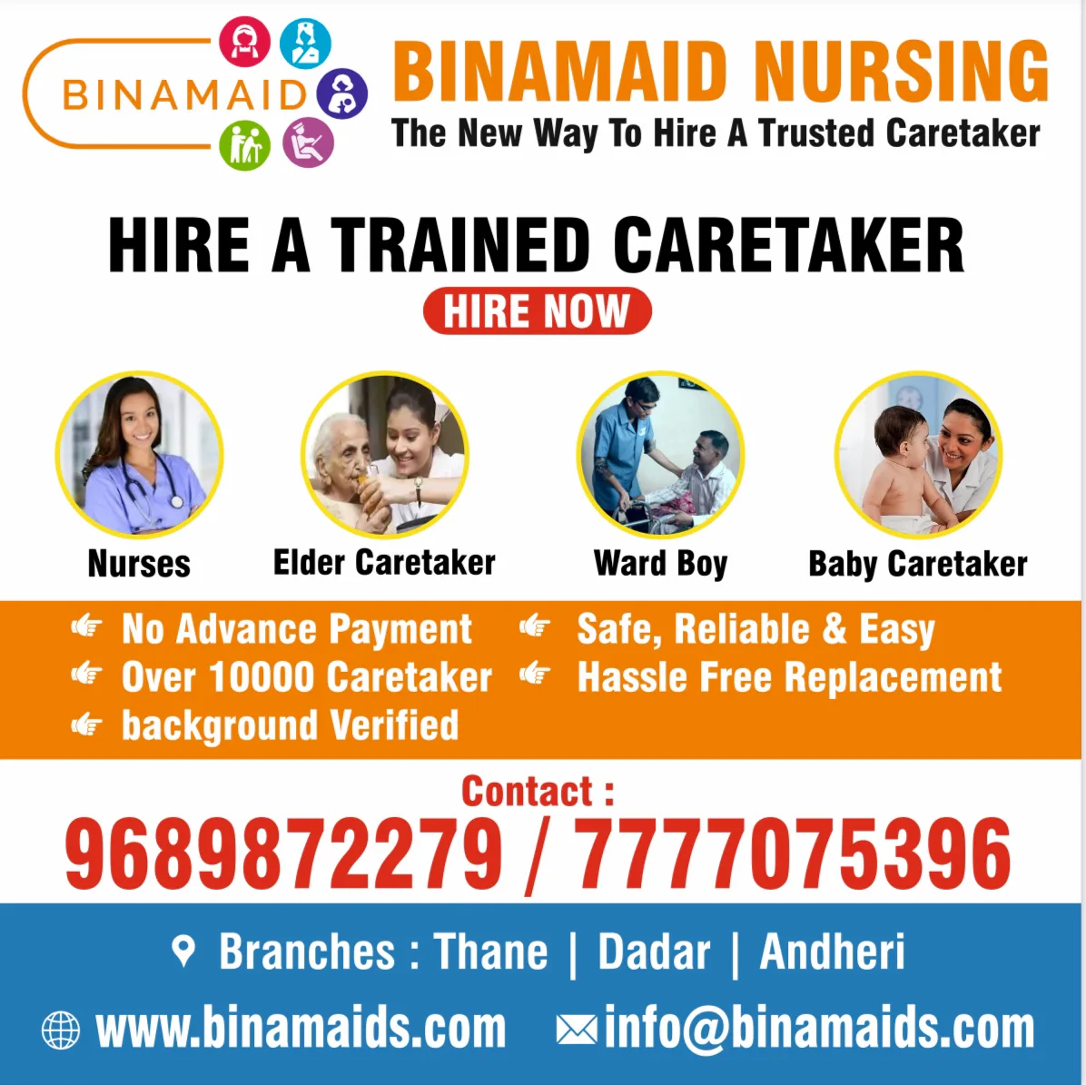 Verified Caretaker Provider In Thane (Binamaid Nursing Bureau)